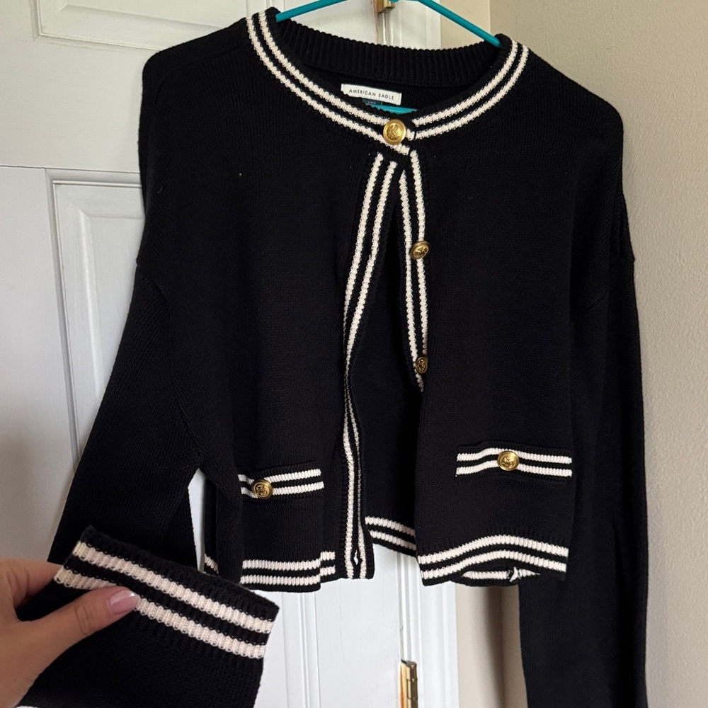 American Eagle Outfitters Black and White Cardigan